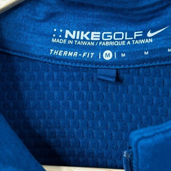 Nike Golf Men's THERMA-FIT 1/4 Zip Pullover | Sz M Royal Blue & Grey Side Panels - Picture 6 of 9